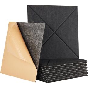 Self-Adhesive Acoustic Panels, 12 Pcs 12" X 10" X 0.4" Sound Absorbing Panels Studio Acoustic Treatment High-Density Sound Deadening Panels