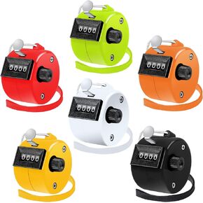 Clicker Counters 4-Digit Number Count with Wrist Rope Mechanical Palm Hand Tally Counter Pitch Counter for Sport Row, Coaching, Knitting, Lap, Fishing, Golf, Sports Events Office
