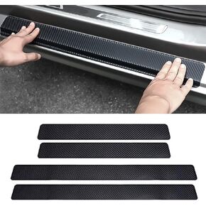 Door Sill Protector Universal 4D Carbon Fiber Scuff Protective Door Threshold Guard Vinyl Sticker 4PCS