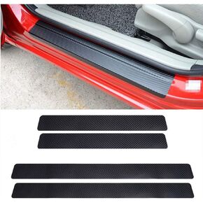 Door Sill Protector Universal 4D Carbon Fiber Scuff Protective Door Threshold Guard Vinyl Sticker 4PCS