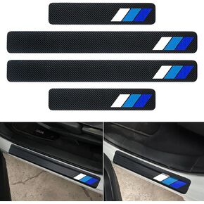 MOCHENT Tricolor Door Sill Protectors for Toyota Tacoma TRD 4Runner Tundra Rav4 Highlander Accessories, Carbon Fiber Front/Rear Door Sill Plate Guard, Retro Stripe Door Entry Guard Stickers(4 Pcs)