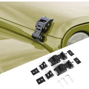 Voodola for Jeep JK JL JT غطاء محرك السيارة الأسود من الفولاذ المقاوم للصدأ مزلاج غطاء محرك السيارة قفل غطاء محرك السيارة قفل غطاء المحرك لـ 2007-2024+ Jeep Wrangler JK JKU JL JLU Gladiator JT الملحقات الخارجية