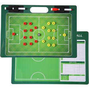 SANXIULY Magnetic Soccer Clipboard for Coach,Double-Sided Dry Erase Soccer Board with 30 Magnets