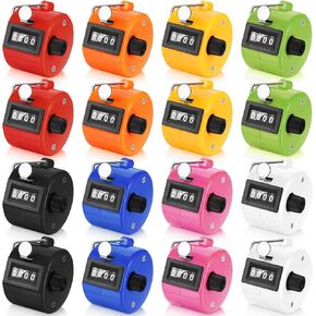 Kathfly 16 Pcs Handheld Clicker Counter 4 Digit Mechanical Tally Counter Assorted Color Pitch Palm Counter for Counting Numbers Knitting Coaching Golf Lap Fishing School Sports Event (Multicolor)