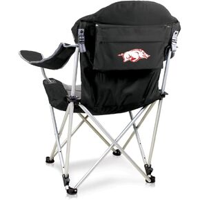 PICNIC TIME NCAA Reclining Camp Chair, One Size, Black with Gray Accents