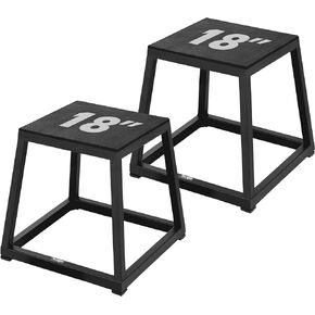 Yes4All Metal Plyo Box - Set of 2 Steel Plyometric Box 18" - Sturdy, Anti-Slip, and Perfect for Home Gym Workouts