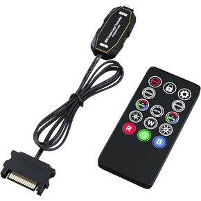 DS Mini ARGB PC Fans Controller Kit for Rainbow Case Fans, PC Rainbow LED Strip, Computer ARGB Fans (3-Pin, 14 Key Remote, SATA Power, 3th Gen, B Series)