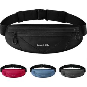 Aore Life Running Belt, Running Fanny Pack for Women and Men, Waist Pack, Phone Belt, Money Belt, Running Pouch with 3 Pockets for Phone, Keys and Earphones, 23" to 44" Waist Size, Fit All Phones