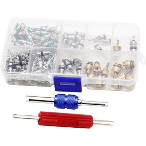 134Pcs Car Air Conditioning Valve Core & 2Pcs A/C R12 R134a Valve Stem Cores Remover Tool for Buick Jetta Fukang BMW hyundai