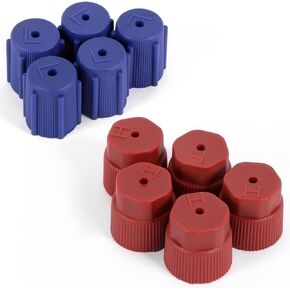 BASIKER 10Pcs R134a AC Valve Caps Kit 13mm & 16mm Air Conditioning System A C Charging Port Caps for Most Common Cars