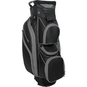 New 2024 REVCORE Premium Golf Cart Bag, Tour Grade Synthetic Leather, 14 Way Full-Length Individual Dividers, Black Nickel Alloy Hardware, 2 Cooler Pockets, 2 Felt-Lined Waterproof Pockets, 9 Pockets