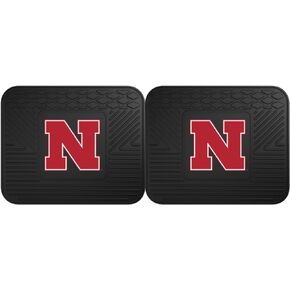 FANMATS - 12291 NCAA University of Nebraska Cornhuskers Vinyl 2-Pack Utility Mats Pack of 2 , Black