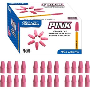 BAZIC Pink Eraser Top, Latex Free Pencil Tops Erasers, Arrowhead Caps Erasers for Student Classroom Bulk Packs for School Supplies, Total 144 Count