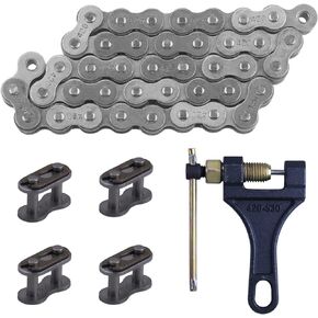 CNCMOTOK 420 Motorcycle Chain+ Chain Breaker,420 Standard Roller Chain 132 Link for 110cc 125cc Dirt Pit Bike ATV Quad Go Kart Scooter Mini Bike