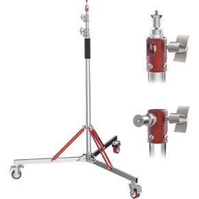 حامل إضاءة شديد التحمل للتصوير الفوتوغرافي: أقصى حمولة 66 رطل - Takers LS12 10.3ft/124 حامل ثلاثي القوائم من الفولاذ المقاوم للصدأ قابل للتعديل مع برغي عالمي 1/4 بوصة إلى 3/8 بوصة، وحقيبة حمل لصندوق Softbox، ستروب in Kuwait