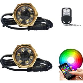 2Pcs RGBW 1/2" NPT LED Boat Drain Plug Light 12V Underwater Boat Trailer Light,No Holes to Drill,RF APP Control Marine Boat LED Light for Fishing Swimming Diving