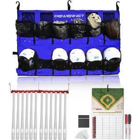 PowerNet On Deck Team Bundle | Includes Hanging Helmet Bag Bat Fence Rack Lineup Pro Board | Great for Baseball and Softball Coaches and Teams | Portable and Lightweight for Traveling