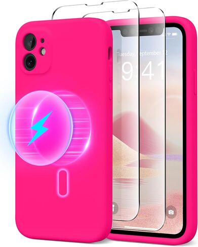 for iPhone 11 Phone Case, Compatible with MagSafe, [Full Camera Protection][2 Screen Protectors] Magnetic Silicone Slim Shockproof Protective Case for iPhone 11 6.1", Alpine Green in Saudi Arabia