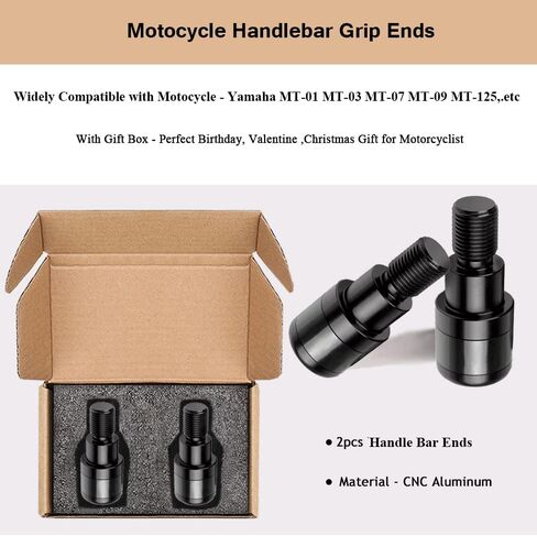 أطراف مقود Yamaha العالمي 22 مم 7/8 بوصة - أطراف مقابض الدراجات النارية لـ Yamaha MT-01 MT-03 MT-07 MT-09 MT-10 MT-125 2000-2022 (أسود) in Kuwait