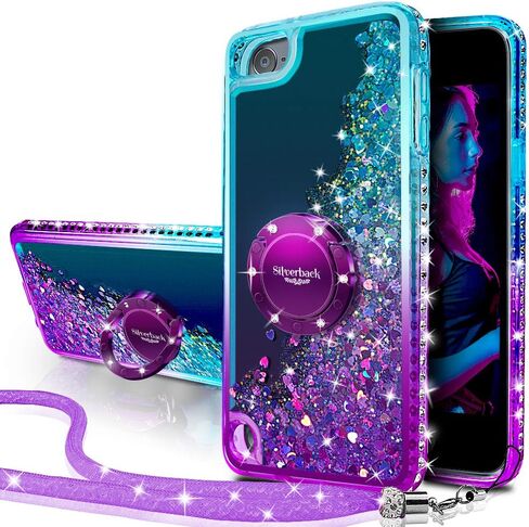 iPod Touch 7 Case, iPod Touch 6 Case, iPod Touch 5 Case, Silverback Girls Women Moving Liquid Holographic Glitter Case with Kickstand,Bling Diamond Case for Apple iPod Touch 6th / 5th 7th Gen -PR in Saudi Arabia