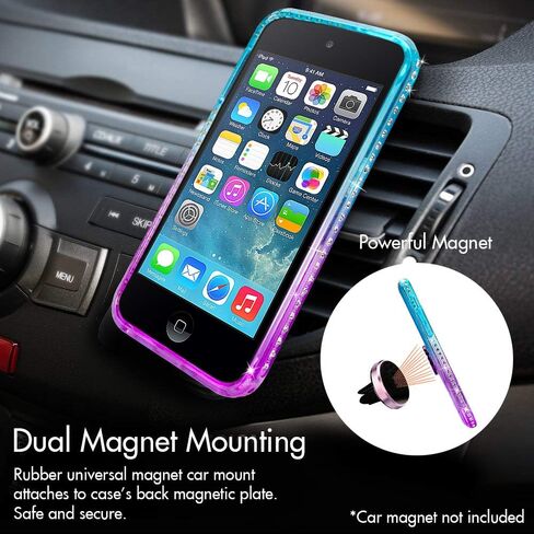 iPod Touch 7 Case, iPod Touch 6 Case, iPod Touch 5 Case, Silverback Girls Women Moving Liquid Holographic Glitter Case with Kickstand,Bling Diamond Case for Apple iPod Touch 6th / 5th 7th Gen -PR in Saudi Arabia