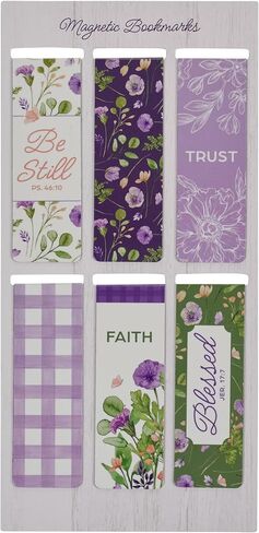 Christian Art Gifts Set of 6 Beloved Scripture Favorites with Abstract Scenic Bookmark Rectangular Folded Magnetic Pastel Design Inspirational Magnetic Bible Verse Bookmark, Size Small 2.3" x 0.8" in Kuwait