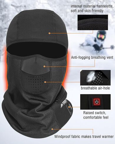 ANTARCTICA GEAR Heated Balaclava Face Ski Mask Windproof Warm Heating Hat for Motorcycle Riding Women Men in Saudi Arabia