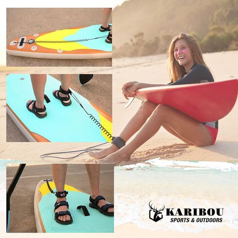 SUP Leash 10 Foot Coiled Stand Up Paddle Board Surfboard Leash Stay on Board Ankle Strap, Black in Saudi Arabia