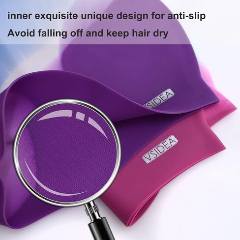Vsidea Silicone Swim Caps, 2 Pack Durable Comfortable Adult Swimming Cap Elastomeric for Women Man Short Hair Long Hair in Saudi Arabia