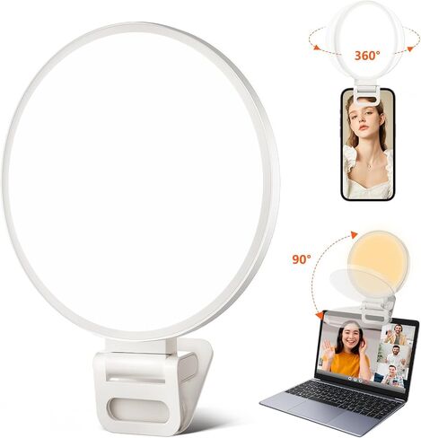Selfie Light, EcoBasic Full-Screen Rechargeable Clip on Ring Light with 3 Modes for Phone, Laptop, Tablet, 10X Brighter Soft Phone Light for Selfies, Live Streaming, Video Conference in Saudi Arabia