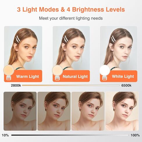 Selfie Light, EcoBasic Full-Screen Rechargeable Clip on Ring Light with 3 Modes for Phone, Laptop, Tablet, 10X Brighter Soft Phone Light for Selfies, Live Streaming, Video Conference in Saudi Arabia