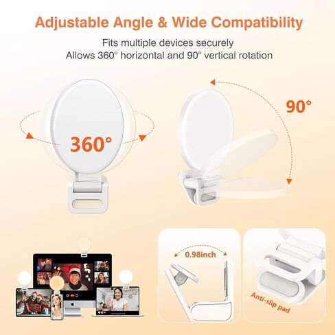 Selfie Light, EcoBasic Full-Screen Rechargeable Clip on Ring Light with 3 Modes for Phone, Laptop, Tablet, 10X Brighter Soft Phone Light for Selfies, Live Streaming, Video Conference in Saudi Arabia