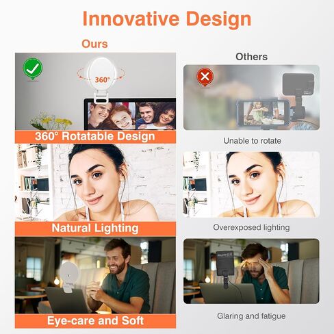 Selfie Light, EcoBasic Full-Screen Rechargeable Clip on Ring Light with 3 Modes for Phone, Laptop, Tablet, 10X Brighter Soft Phone Light for Selfies, Live Streaming, Video Conference in Saudi Arabia