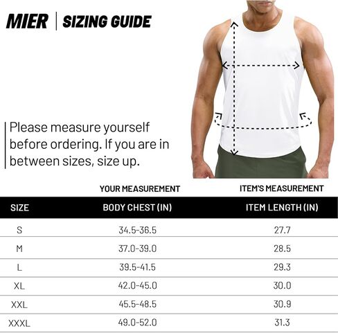 MIER Men's Tank Tops Workout Sleeveless Tee Shirts Muscle Athletic Gym Running Beach Tanks for Men, Quick Dry in Saudi Arabia