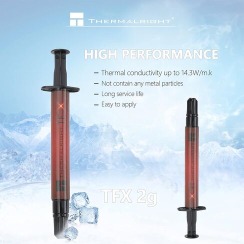 معجون حراري Thermalright TFX 2g، المعجون الحراري عالي الأداء لتبريد جميع المعالجات، معجون المشتت الحراري عالي المتانة 14.3 وات/م. بطاقات الرسومات والمشتتات الحرارية في أجهزة الكمبيوتر وأجهزة التحكم in Saudi Arabia