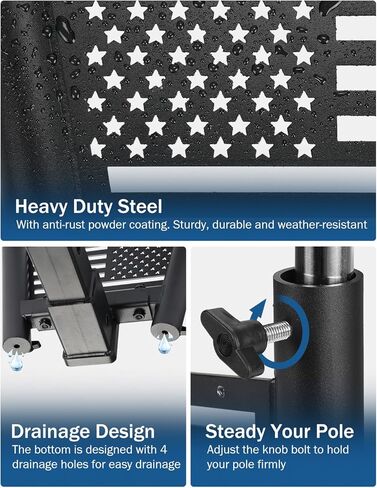 joytutus عقبة جبل حامل عمود العلم لأجهزة الاستقبال القياسية 2 بوصة، يناسب شاحنة rv سيارات الدفع الرباعي بيك اب مقطورة العربة، جبل القطب المزدوج العلم مع استقبال عقبة in Kuwait