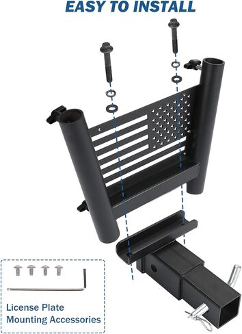 joytutus عقبة جبل حامل عمود العلم لأجهزة الاستقبال القياسية 2 بوصة، يناسب شاحنة rv سيارات الدفع الرباعي بيك اب مقطورة العربة، جبل القطب المزدوج العلم مع استقبال عقبة in Kuwait