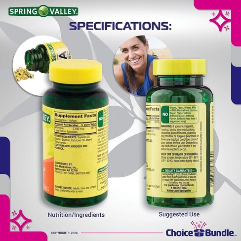 Spring Valley Vitamin A Softgels, 2400 mcg Choice Bundle 250 Count + Vitamin Vitality Guide and Pill Container (3 Items)! in Saudi Arabia