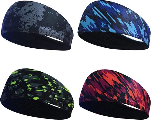 عصابات رأس Obacle للرجال والنساء، عصابات رأس غير قابلة للانزلاق، رفيعة وخفيفة الوزن قابلة للتنفس، عصابة رأس رياضية خارجية، تمرين اليوغا، صالة الألعاب الرياضية، الجري، الركض، 4 عبوات in Kuwait