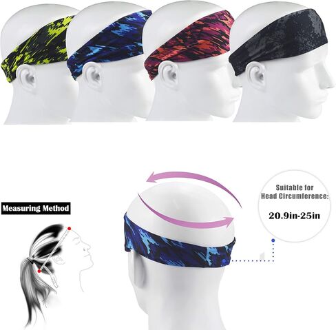 عصابات رأس Obacle للرجال والنساء، عصابات رأس غير قابلة للانزلاق، رفيعة وخفيفة الوزن قابلة للتنفس، عصابة رأس رياضية خارجية، تمرين اليوغا، صالة الألعاب الرياضية، الجري، الركض، 4 عبوات in Kuwait