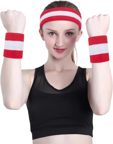 ONUPGO Sweatband Headbands for Men & Women -3PCS/12PCS Sports Headbands Moisture Wicking Athletic Cotton Terry Cloth Head Band in Saudi Arabia