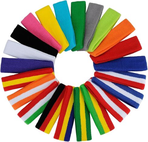 ONUPGO Sweatband Headbands for Men & Women -3PCS/12PCS Sports Headbands Moisture Wicking Athletic Cotton Terry Cloth Head Band in Saudi Arabia