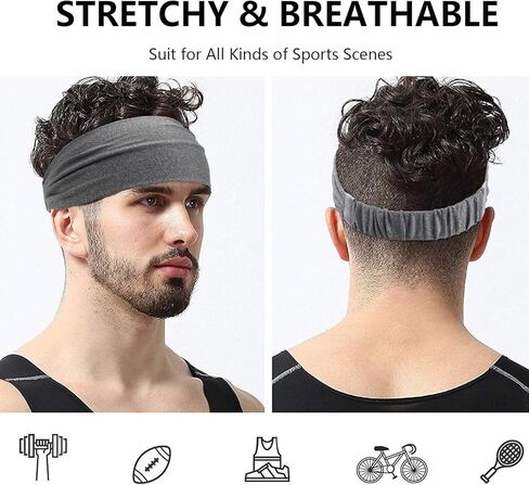 عصابة رأس للجري للرجال من 4 قطع، عصابة رأس ناعمة قابلة للتمدد، عصابة رأس رياضية للجري وركوب الدراجات وكرة السلة واليوجا وتمارين اللياقة البدنية قابلة للتمدد للجنسين in Kuwait