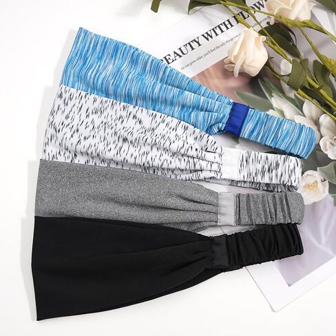 عصابة رأس للجري للرجال من 4 قطع، عصابة رأس ناعمة قابلة للتمدد، عصابة رأس رياضية للجري وركوب الدراجات وكرة السلة واليوجا وتمارين اللياقة البدنية قابلة للتمدد للجنسين in Kuwait