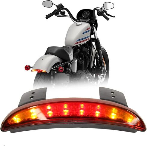 DREAMIZER دراجة نارية مقطعة حافة الحاجز الخلفي LED لوحة ترخيص الفرامل الذيل ضوء إيقاف تشغيل ضوء بدوره مصباح إشارة ل Harley Sportster XL883N 1200N XL1200V XL1200X (عدسة سوداء) in Kuwait