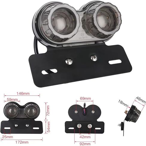 PerfecTech 40W 40-LED ضوء خلفي للدراجة النارية مدمج للقيادة والفرامل مصباح إشارة الانعطاف مع دعامة لوحة ترخيص لهارلي هوندا ياماها سوزوكي كاواساكي (أسود) in Kuwait