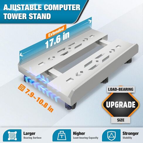 حامل كمبيوتر كبير الحجم من Seloom، حامل برج كمبيوتر قابل للتعديل مع 6 عجلات دوارة، حامل برج كمبيوتر محمول عالي التحمل، حامل سطح المكتب يناسب معظم مكاتب ألعاب الكمبيوتر in Kuwait