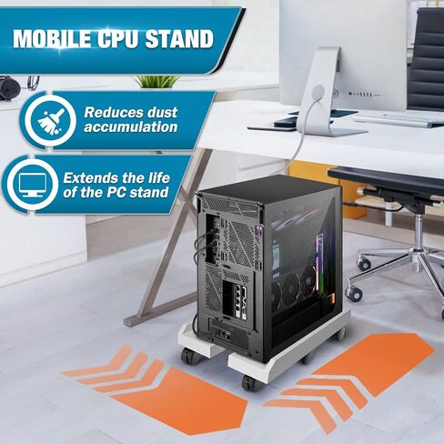 حامل كمبيوتر كبير الحجم من Seloom، حامل برج كمبيوتر قابل للتعديل مع 6 عجلات دوارة، حامل برج كمبيوتر محمول عالي التحمل، حامل سطح المكتب يناسب معظم مكاتب ألعاب الكمبيوتر in Kuwait