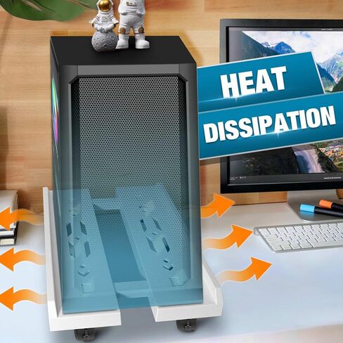 حامل كمبيوتر كبير الحجم من Seloom، حامل برج كمبيوتر قابل للتعديل مع 6 عجلات دوارة، حامل برج كمبيوتر محمول عالي التحمل، حامل سطح المكتب يناسب معظم مكاتب ألعاب الكمبيوتر in Kuwait