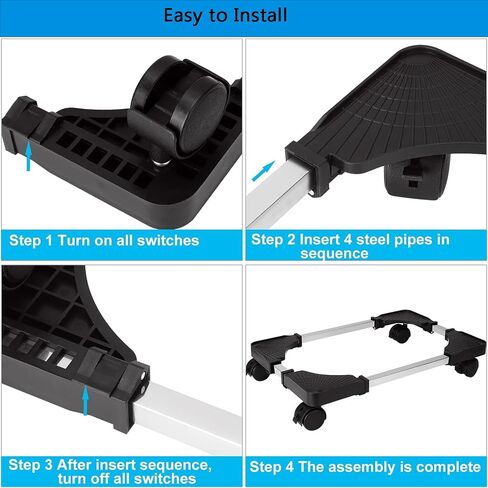 Mobile CPU Stand,Adjustable Mobile CPU Stand with 4 Rolling Caster Wheels,Pc Floor Riser Stand,Computer Tower Stand Fits Most PC Under Desk - Black in Saudi Arabia